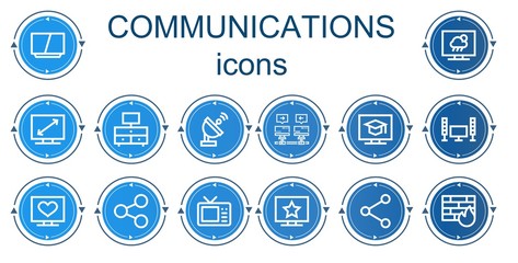 Editable 14 communications icons for web and mobile