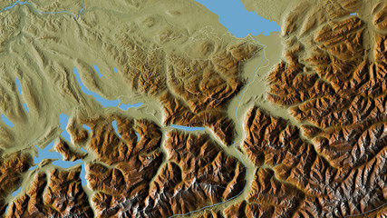 Sankt Gallen, Switzerland - outlined. Relief