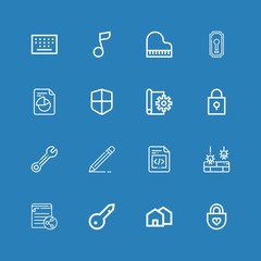 Editable 16 key icons for web and mobile