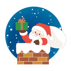 煙突から顔を出すサンタクロース