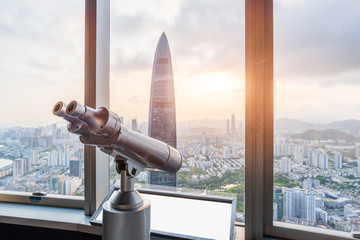 Shenzhen City landmark and binoculars