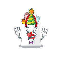 smiley clown drug shopping bag cartoon character design concept
