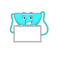 sling bag cartoon design style standing behind a board