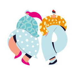 Urban woman and man cartoon with casual cloth vector design