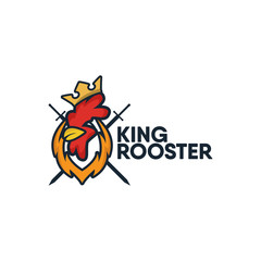 King Rooster Logo Icon Vector Template Design Illustration