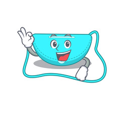 sling bag mascot design style showing Okay gesture finger