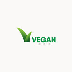 Fototapeta premium Vegan Logo Icon Vector Template Design Illustration