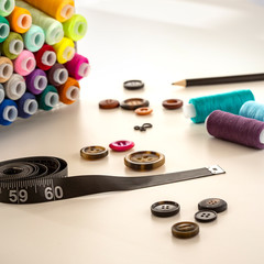 sewing tools and buttons