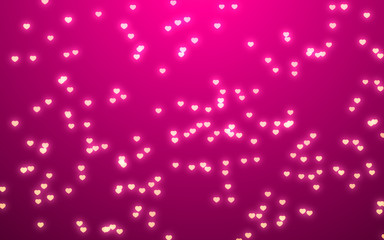 Fototapeta na wymiar Valentine day white hearts light on pink background.