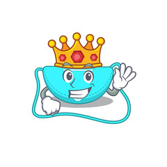 A Wise King of sling bag mascot design style with gold crown