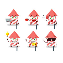 Fire cracker cartoon character with various types of business emoticons