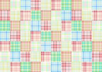 タータンチェックのパッチワーク背景　市松模様