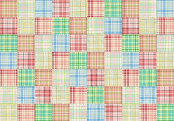 タータンチェックのパッチワーク背景　市松模様（加工有り）