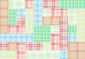タータンチェックのパッチワーク背景　ランダム