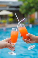 Cocktail party at the pool for celebration meeting