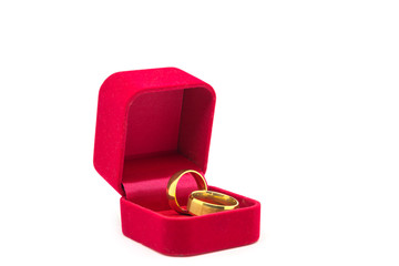 Wedding ring in red velvet box