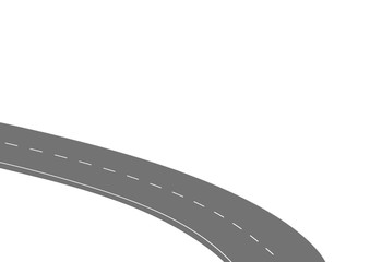 Roadway journey to the future. Asphalt street isolated on white background. Symbols Way to the goal of the end point. Path mean successful business planning Suitable for advertising and presentstation