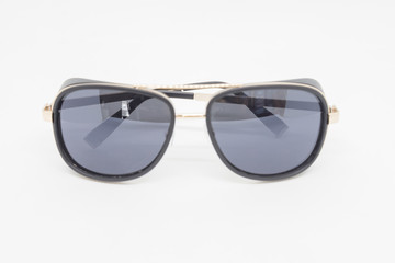 Black glasses on a white background