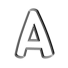 3D CARTOON STYLE ENGLISH ALPHABET MADE OF DOUBLE SILVER METAL OUTLINES : A
