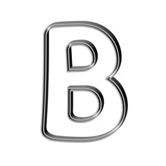 Obraz premium 3D CARTOON STYLE ENGLISH ALPHABET MADE OF DOUBLE SILVER METAL OUTLINES : B