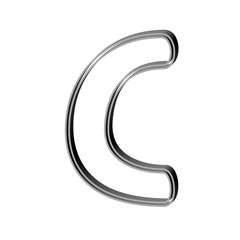 Fototapeta premium 3D CARTOON STYLE ENGLISH ALPHABET MADE OF DOUBLE SILVER METAL OUTLINES : C
