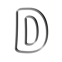 3D CARTOON STYLE ENGLISH ALPHABET MADE OF DOUBLE SILVER METAL OUTLINES : D