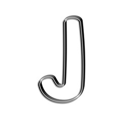 3D CARTOON STYLE ENGLISH ALPHABET MADE OF DOUBLE SILVER METAL OUTLINES : J