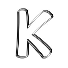 Obraz premium 3D CARTOON STYLE ENGLISH ALPHABET MADE OF DOUBLE SILVER METAL OUTLINES : K