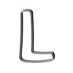 3D CARTOON STYLE ENGLISH ALPHABET MADE OF DOUBLE SILVER METAL OUTLINES : L