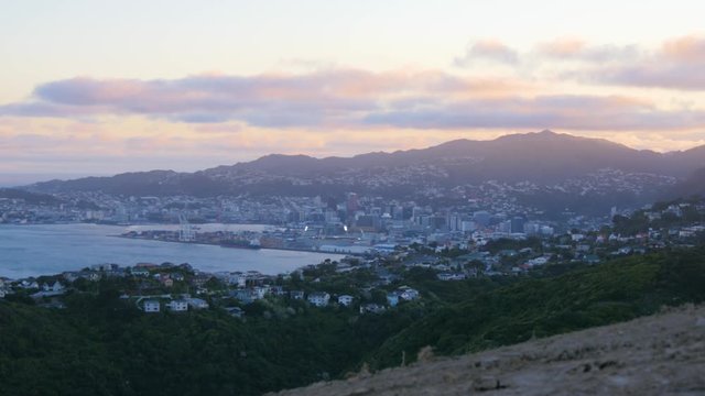 Wellington City Panning towards Ferry in Harbour