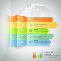 Design infographic template 5 options. Business concept can be used for workflow layout, diagram, number options, timeline, steps, demo infographic