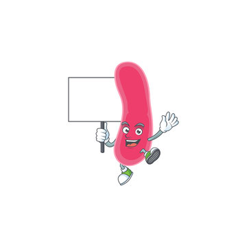 Cute fusobacteria mascot design smiley with rise up a board