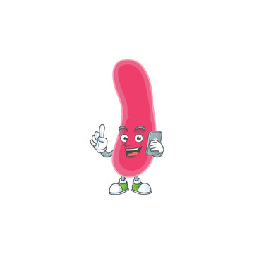 cartoon drawing concept of fusobacteria speaking with friends on phone