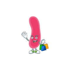 Happy rich fusobacteria Caricature picture with shopping bags