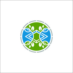 A and V alphabet food plant eco green vector design