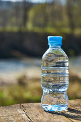 Plastic bottle with clean drinking water.