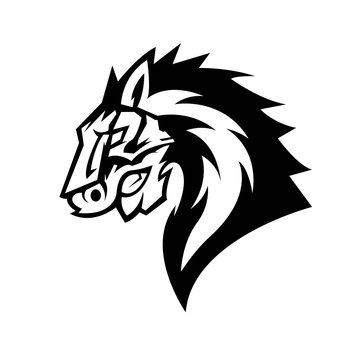 Horse mascot logo silhouette version. Horse logo in sport style, mascot logo illustration design vector
