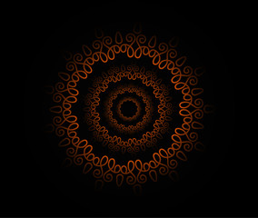 Beautiful luxuary Golden orange Hand Drawn Structure Mandala Ornamental Background for wedding card business card and graphic design 