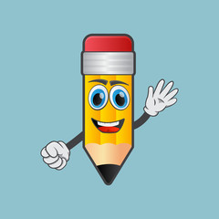 Funny Cartoon Pencils Logo Mascot
