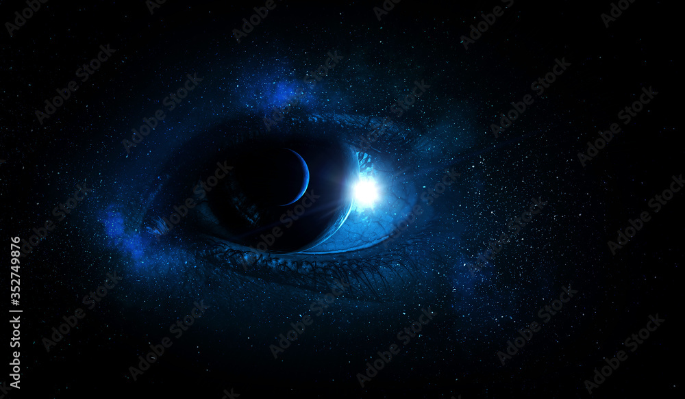 Wall mural human eye and space. elements of this image furnished by nasa.