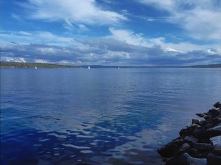 Landscape with blue sky and sea - Lysaker 