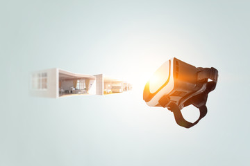 Image of floating virtual reality goggles