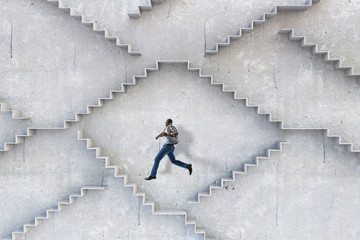 Image of businessman walking upstairs