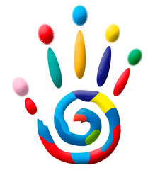 渦巻のカラフルな手