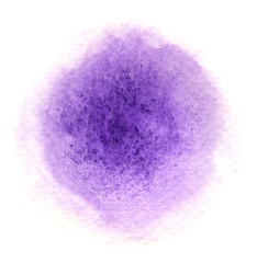 Purple watercolor painted in circle shape on a white rough watercolor paper.