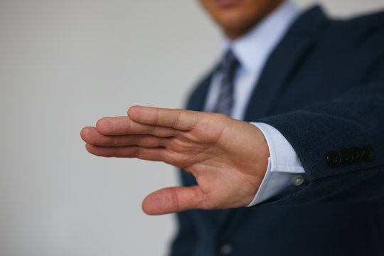 Gesture Male Hand Rejection Says No Male Businessman In A Suit