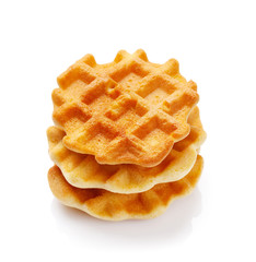 Delicious belgian waffles isolated on white