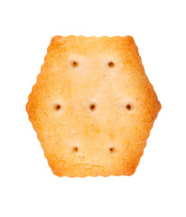 Cracker isolated on white background. Dry cracker cookies isolated. Salty snacks isolated. Top view.