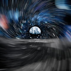 Blue Earth in the space. Moon is astronomical body that orbits planet Earth, being Earth's only...