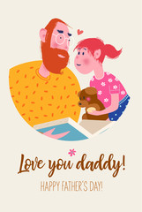 Happy father's day. Vector illustration, greeting card.